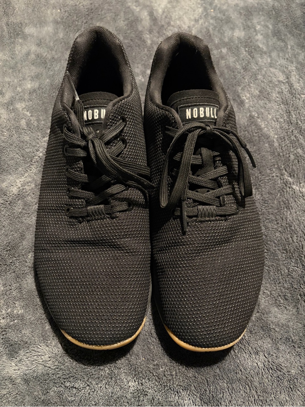 NOBULL Men’s Black Knit Training Sneakers with Gum Outsole